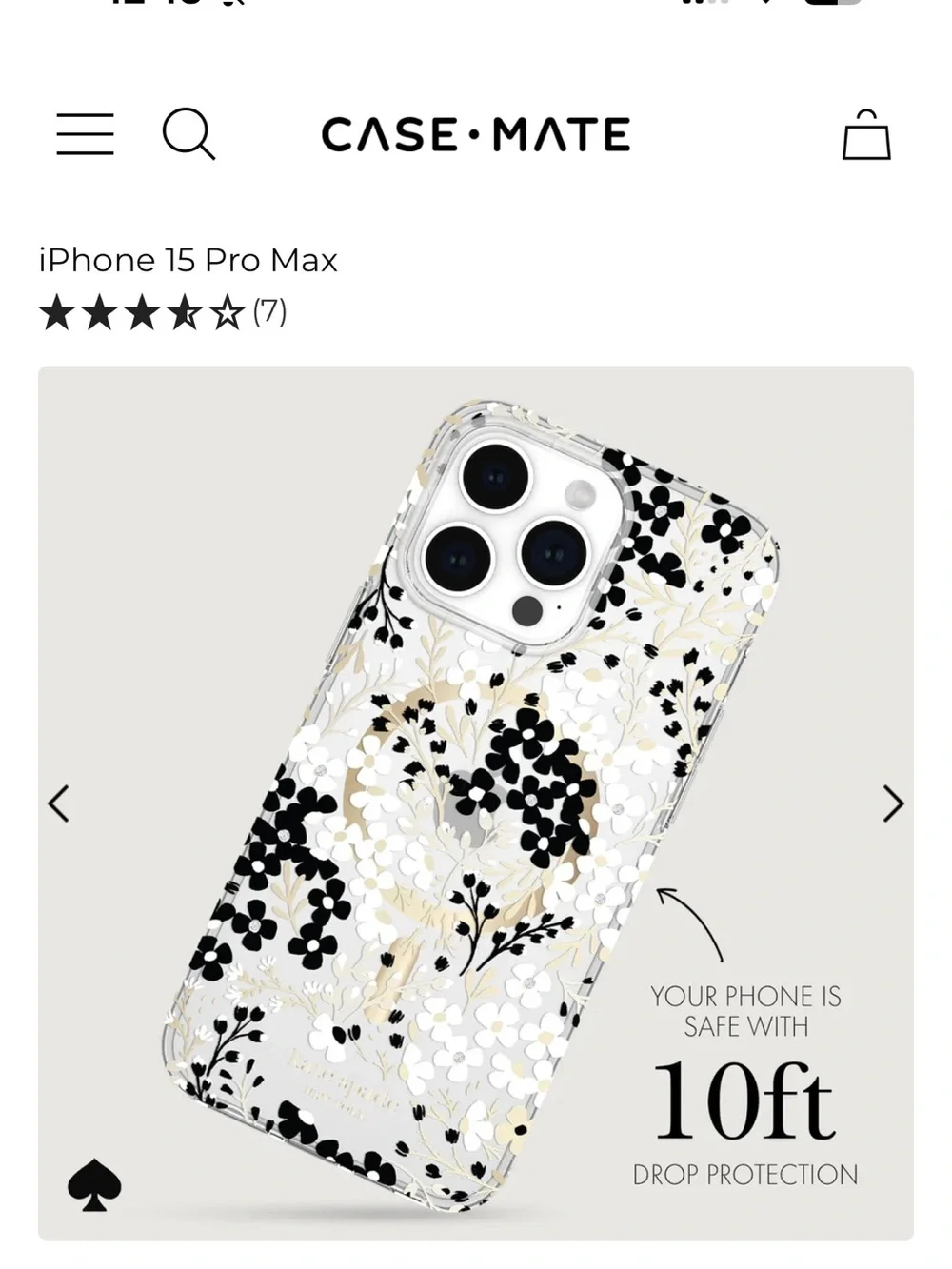 kate spade x case mate Multi Floral Black and White MagSafe iPhone 15 Pro Max